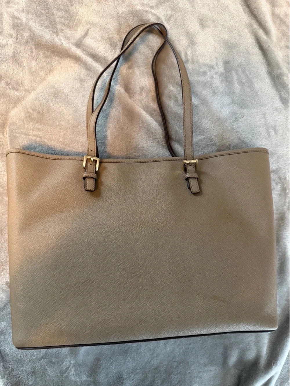 Michael Kors Jet Set Tote Taupe Saffiano Leather Large Work Bag Neutral - Picture 3 of 5